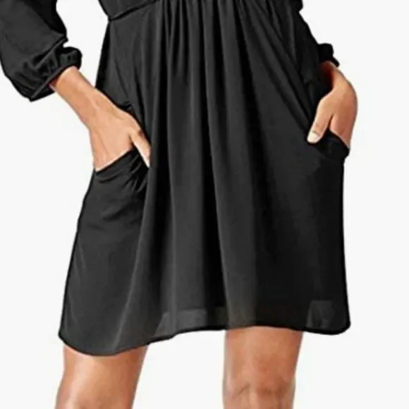 NWT Bar III Women's Black 3/4 Sleeve Shirt Dress - Size XS - Picture 4 of 6